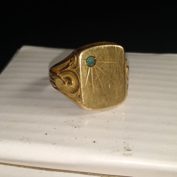 18k Gold Mens Art Deco Ring